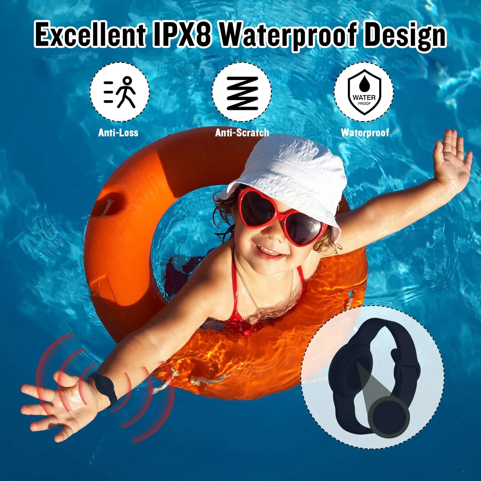 KAHADI Kids Waterproof AirTag Bracelet - Navy Blue (1 Pack) - view 3