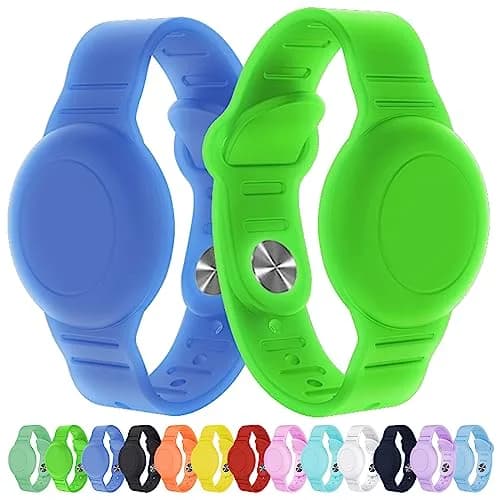 KAHADI Waterproof AirTag Bracelet for Kids | 2 Pack Luminous Blue & Green Silicone Wristband Holder thumbnail 1