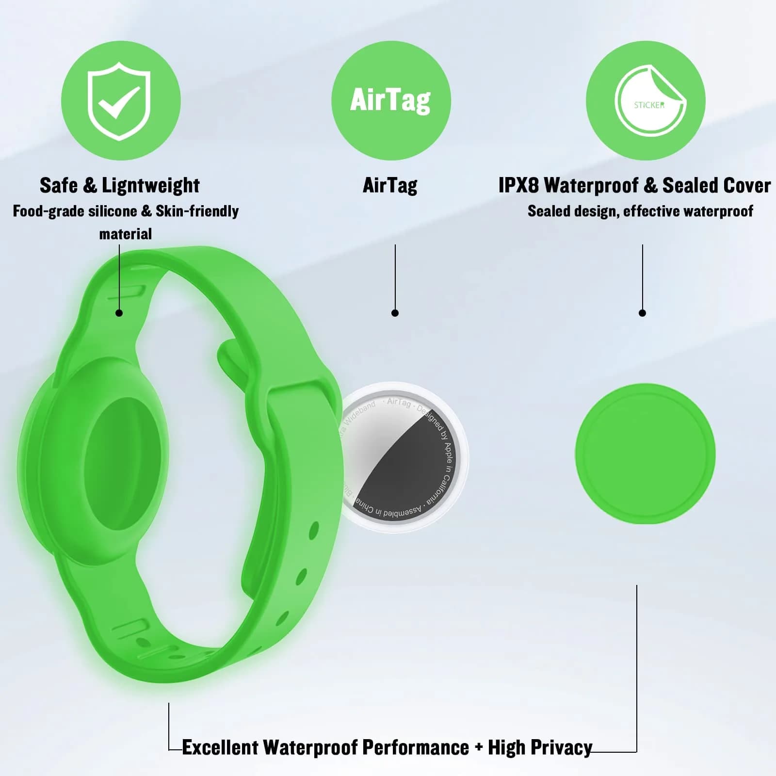 KAHADI Waterproof AirTag Bracelet for Kids | 2 Pack Luminous Blue & Green Silicone Wristband Holder - view 2