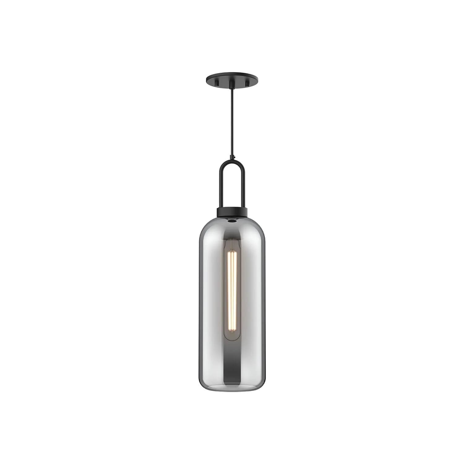 Alora Mood Kuzco Soji 1-Light Pendant Matte Black Smoked | Modern Ceiling Light with Glass Finish