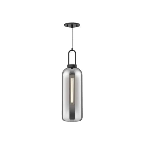 Alora Mood Kuzco Soji 1-Light Pendant Matte Black Smoked | Modern Ceiling Light with Glass Finish thumbnail 1