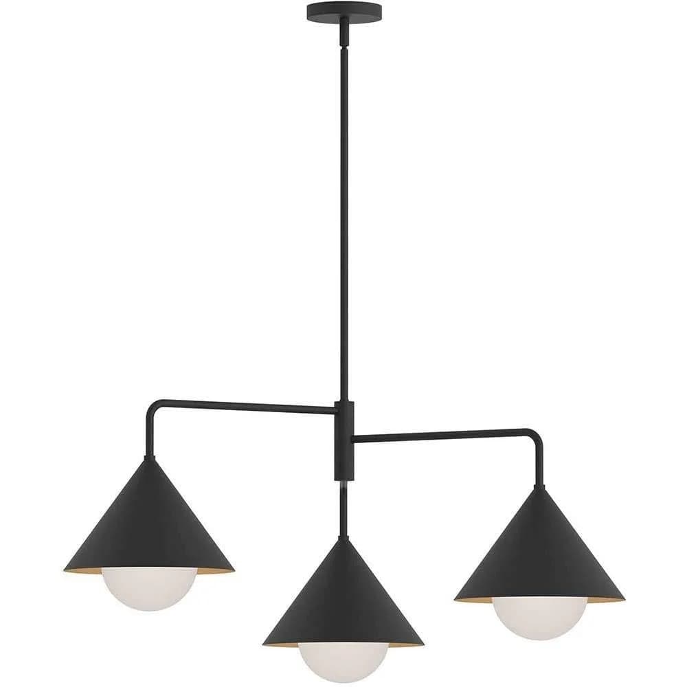 Alora Lighting Kuzco Remy 38in 3-Light Chandelier Matte Black Opal Glass | Modern Ceiling Fixture for Homes - main product image