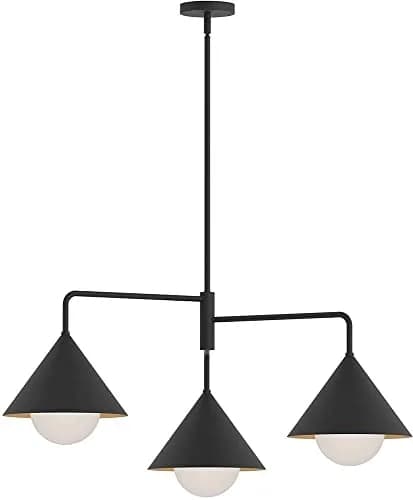 Alora Lighting Kuzco Remy 38in 3-Light Chandelier Matte Black Opal Glass | Modern Ceiling Fixture for Homes thumbnail 2