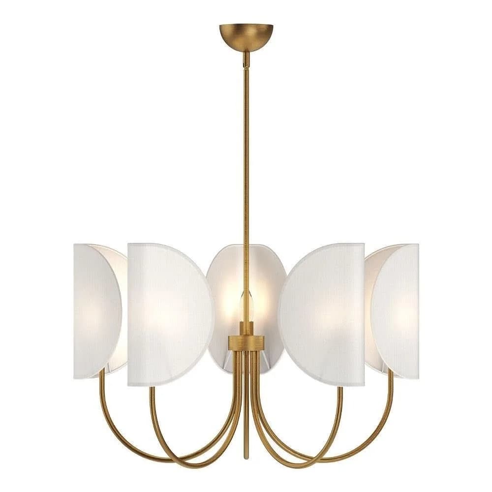 Alora Mood Kuzco Seno 5-Light 32in Chandelier Aged Gold White Cotton | Japandi-inspired Sculptural Elegance