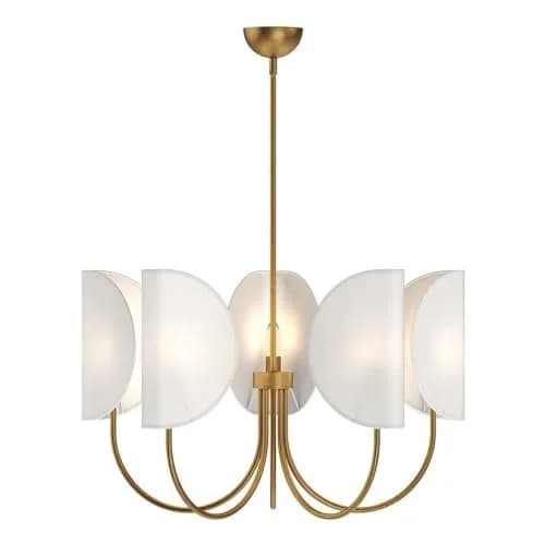 Alora Mood Kuzco Seno 5-Light 32in Chandelier Aged Gold White Cotton | Japandi-inspired Sculptural Elegance thumbnail 1