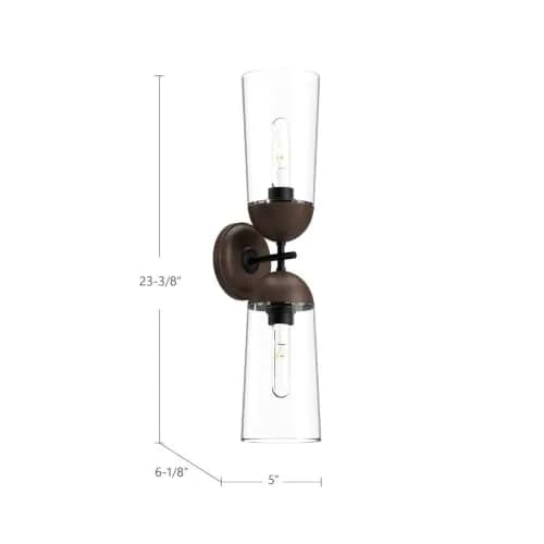 Alora Lighting Kuzco Emil 2-Light Vanity Light White Oak Clear Glass | Modern Wall Fixture 23in thumbnail 4