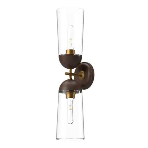 Alora Lighting Kuzco Emil 2-Light Vanity Light White Oak Clear Glass | Modern Wall Fixture 23in thumbnail 2