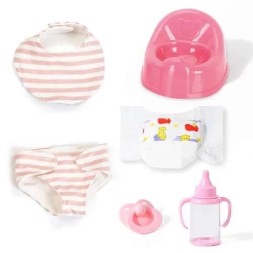 eDollable 12" Baby Doll Accessories Set Potty for Girls Ages 3+ | Complete Playset with Potty, Bibs & More thumbnail 1