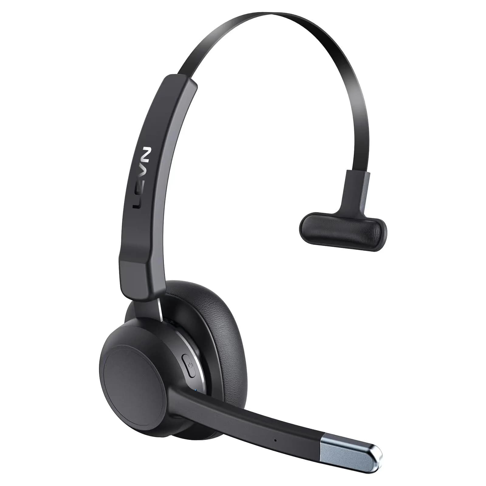 LEVN Trucker Bluetooth Headset with Noise Cancelling Microphone & Mute Button, V5.2 Multipoint, 15m (49ft) Range | Work from Home, Cell Phone, Computer, Zoom, Teams, Truck Driver - main product image