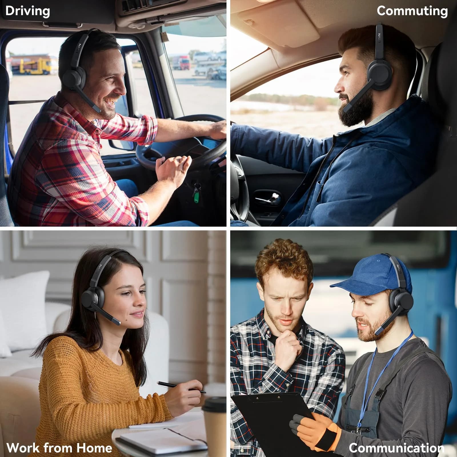 LEVN Trucker Bluetooth Headset with Noise Cancelling Microphone & Mute Button, V5.2 Multipoint, 15m (49ft) Range | Work from Home, Cell Phone, Computer, Zoom, Teams, Truck Driver - view 6