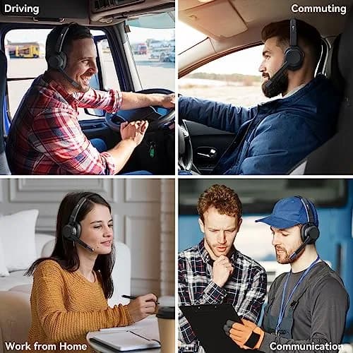 LEVN Trucker Bluetooth Headset with Noise Cancelling Microphone & Mute Button, V5.2 Multipoint, 15m (49ft) Range | Work from Home, Cell Phone, Computer, Zoom, Teams, Truck Driver thumbnail 6