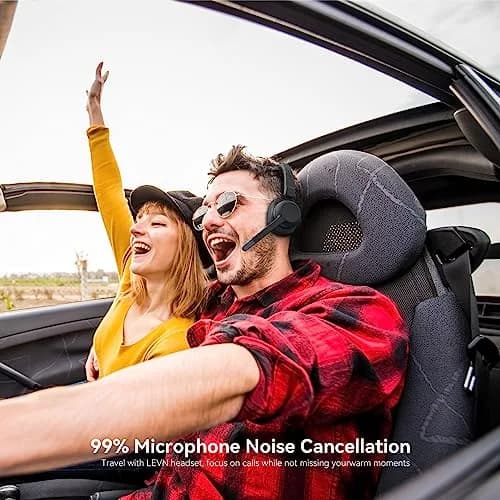 LEVN Trucker Bluetooth Headset with Noise Cancelling Microphone & Mute Button, V5.2 Multipoint, 15m (49ft) Range | Work from Home, Cell Phone, Computer, Zoom, Teams, Truck Driver thumbnail 2