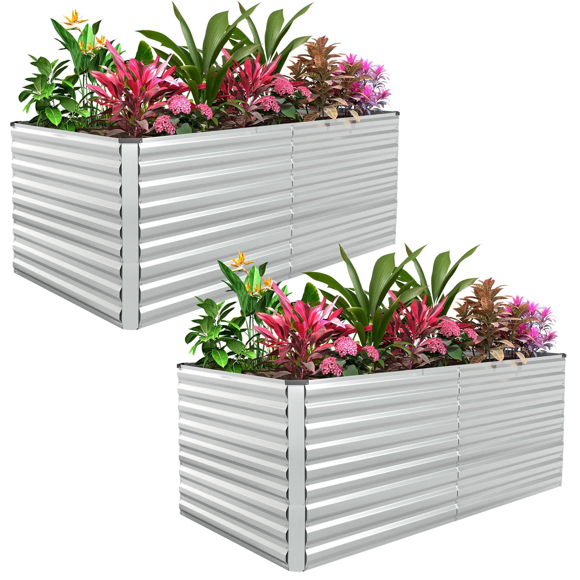 FOOWIN 6x3x2ft Raised Garden Bed Outdoor, Galvanized Steel Garden Beds | Eco-Friendly, Durable & Easy to Assemble