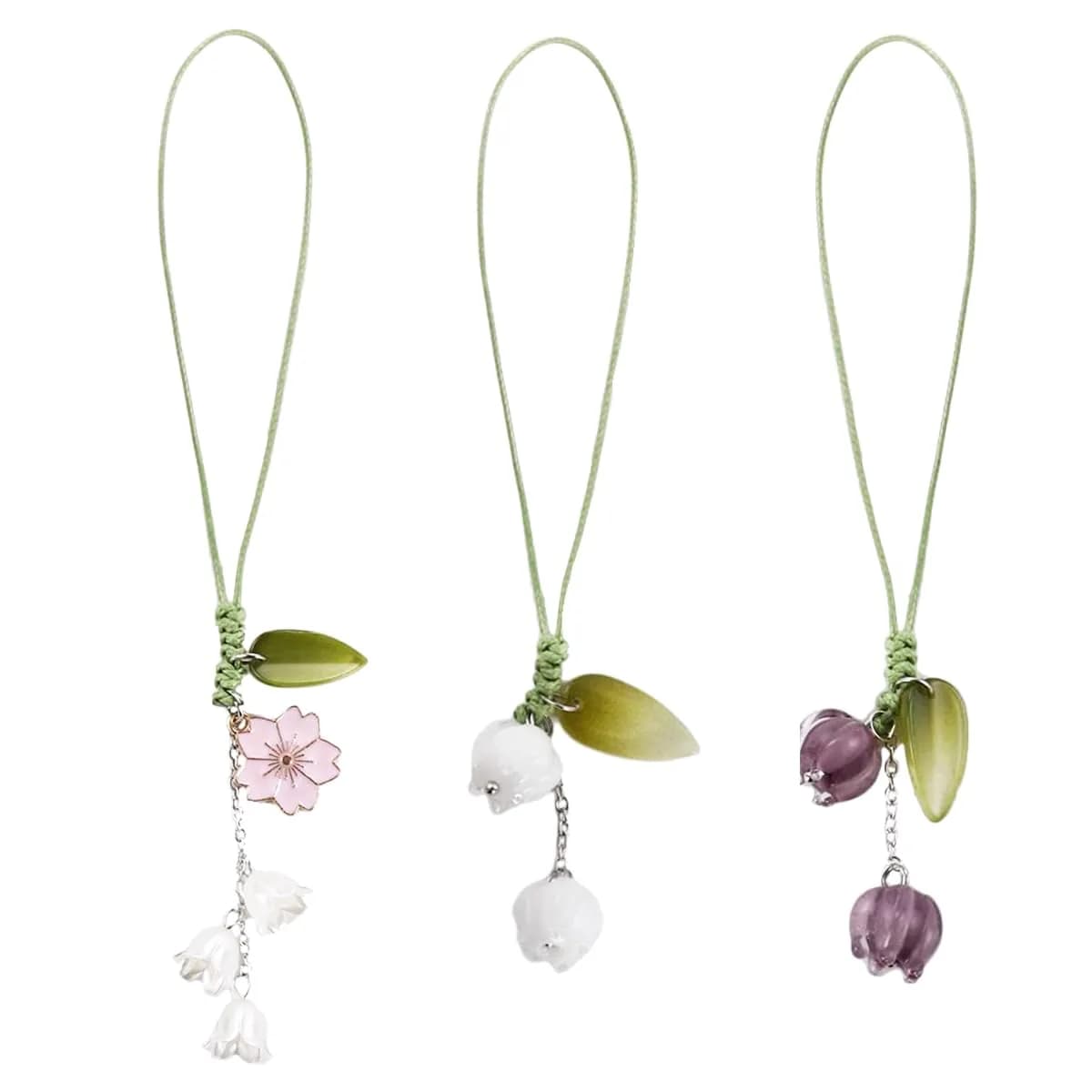 CHAOYUN 3 Pcs Tulip Flower Phone Charms | Colorful Decorative Cell Phone Accessories