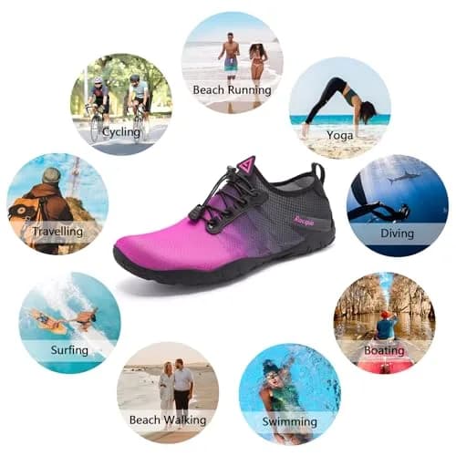 Racqua Women & Men Water Shoes | Quick Dry, Lightweight, Non-Slip, Stylish Gradient Design (Size 6 Women/5 Men) thumbnail 3