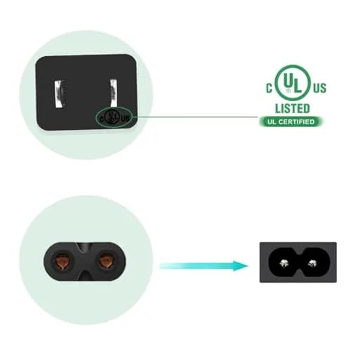 TPLTECH 10ft 2-Prong AC Power Cord | UL Listed Replacement Cable for JBL Party Speakers & Soundbars thumbnail 4