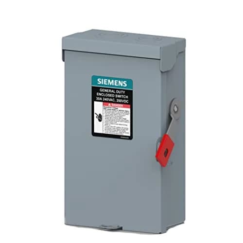 SIEMENS GF221NLA 30-Amp, 2-Pole, 240V General Duty Plus Series Safety Switch, Fusible, Indoor, Toggle, Metal Handle, Manual, Grey | Reliable 240V Switch thumbnail 1