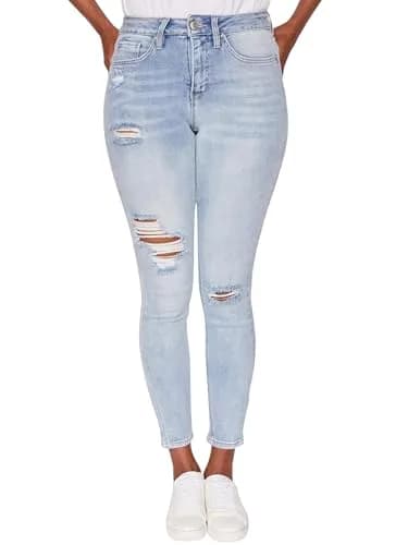Royalty For Me Women's Vintage Dream High Rise Skinny Jeans Light Blue 14 | Retro Fit & Comfort thumbnail 1