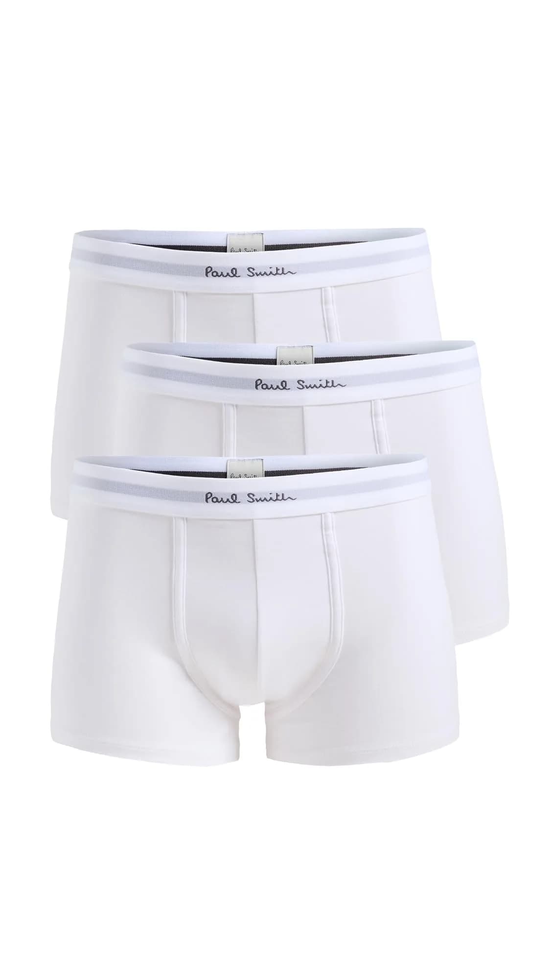 Paul Smith Men Trunk 3 Pack Solid White | Organic Cotton Comfort (70-120 chars)