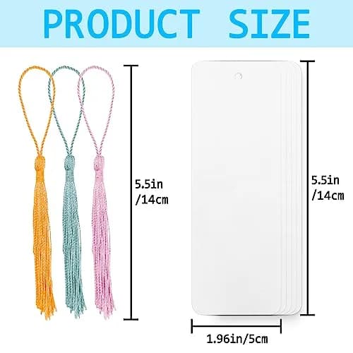 DSYIL Blank Bookmarks with Tassels 14 x 5cm (5.5 x 2 Inches) | DIY Craft Paper for Personalization thumbnail 4