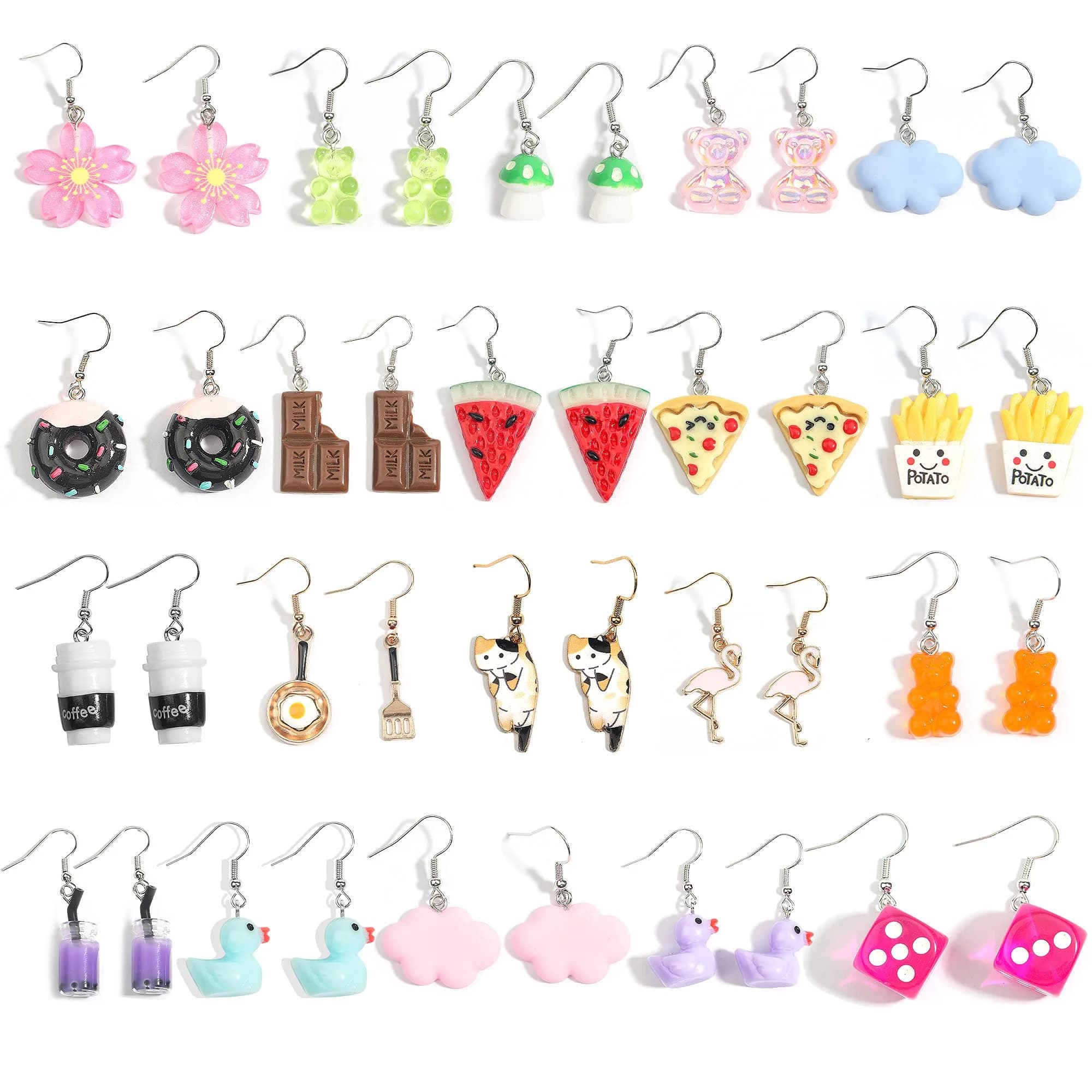 MGGFBLEY 20 Pairs Weird Earrings Set | Unique Indie Y2k Accessories for Women — Dangle Cute