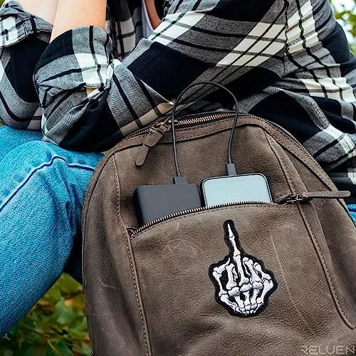 Reluen Skeleton Middle Finger Iron On Patch 12.7cm x 5cm (5" x 2") | Gothic Halloween Costume Embellishment thumbnail 9