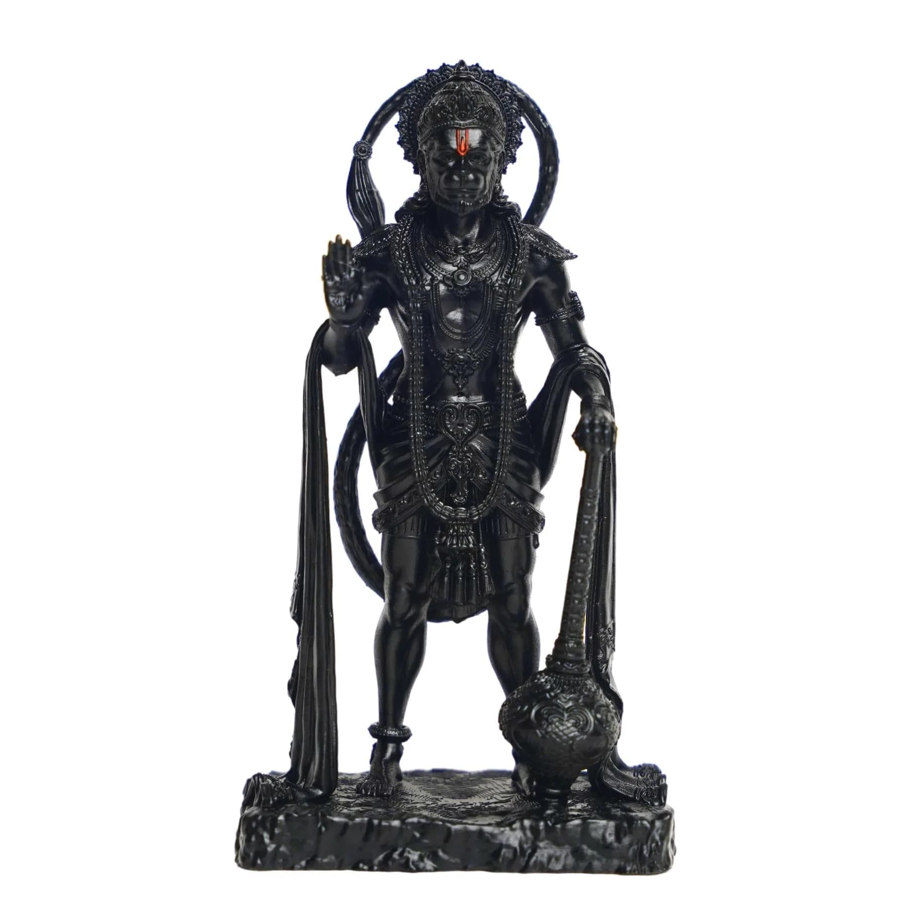 Murti hub Gold Resin Lord King of Sarangpur Hanuman Figurine 12cm (4.72in) | Authentic Indian Home Decor — Black