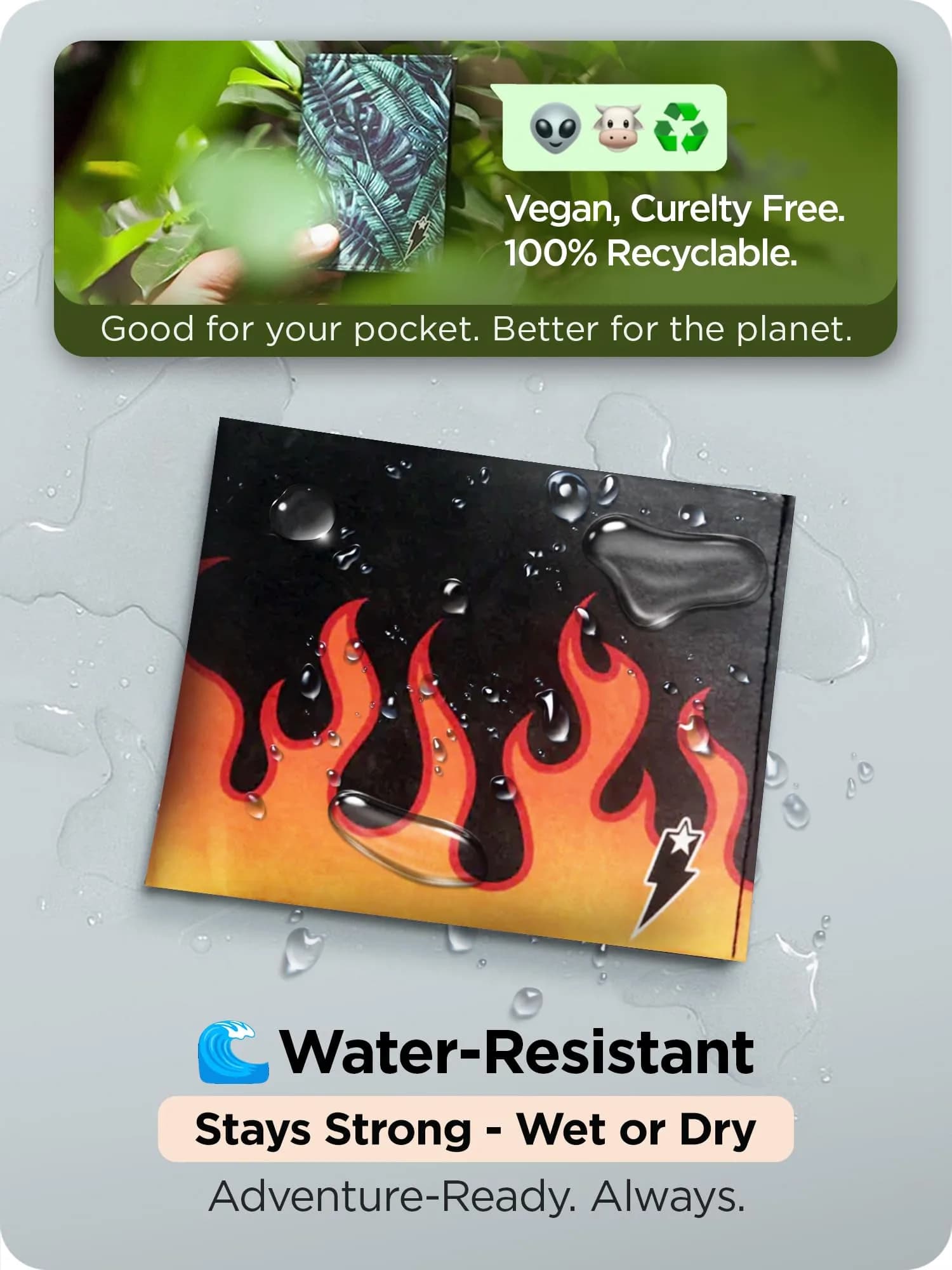 SUPERVEK Lit Flames Fire Stitched Paper Wallet - Vegan, Mighty Thin, Slim Wallet for Men, RFID Blocking, 6 Card Slots - view 7