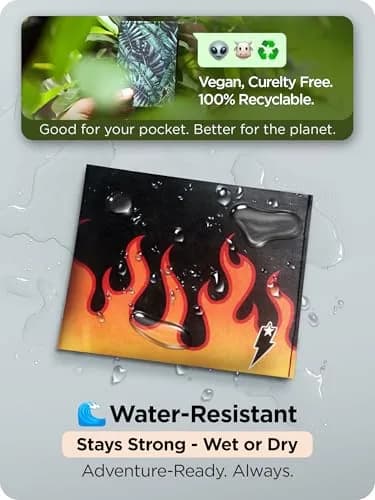 SUPERVEK Lit Flames Fire Stitched Paper Wallet - Vegan, Mighty Thin, Slim Wallet for Men, RFID Blocking, 6 Card Slots thumbnail 7
