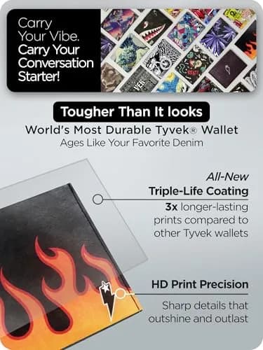 SUPERVEK Lit Flames Fire Stitched Paper Wallet - Vegan, Mighty Thin, Slim Wallet for Men, RFID Blocking, 6 Card Slots thumbnail 8