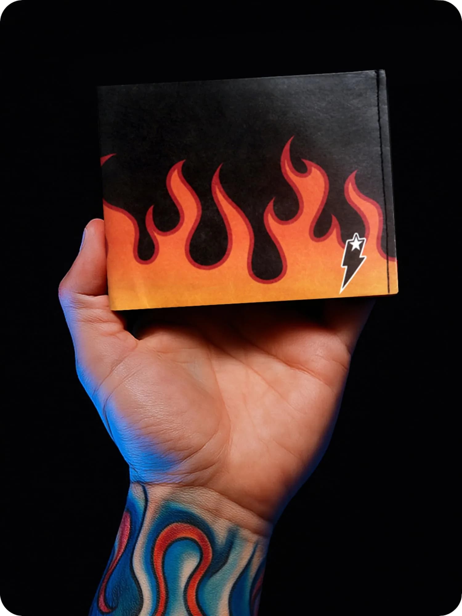 SUPERVEK Lit Flames Fire Stitched Paper Wallet - Vegan, Mighty Thin, Slim Wallet for Men, RFID Blocking, 6 Card Slots - view 2