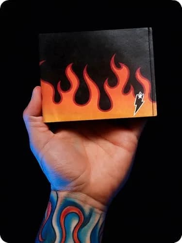 SUPERVEK Lit Flames Fire Stitched Paper Wallet - Vegan, Mighty Thin, Slim Wallet for Men, RFID Blocking, 6 Card Slots thumbnail 2