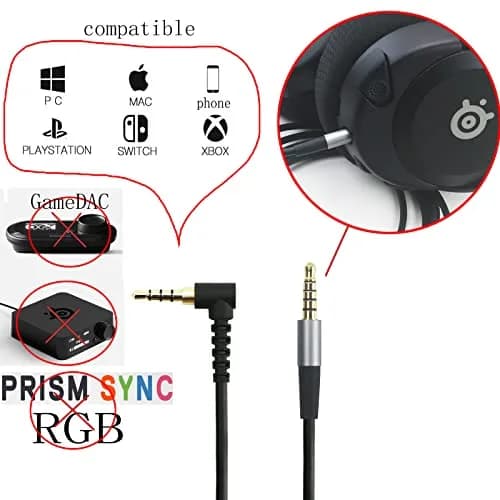 NewFantasia Replacement Audio Cable 3.5mm 5 Pole Male Cord | Compatible with SteelSeries Arctis Nova Headsets thumbnail 6