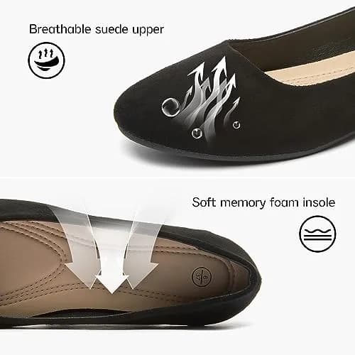 Shupua Flats for Women Round Toe Black Ballet Flats Work Shoes Size 9 | Foldable, Comfortable, Anti-slip thumbnail 6