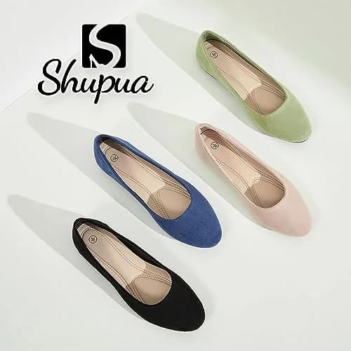 Shupua Flats for Women Round Toe Black Ballet Flats Work Shoes Size 9 | Foldable, Comfortable, Anti-slip thumbnail 7