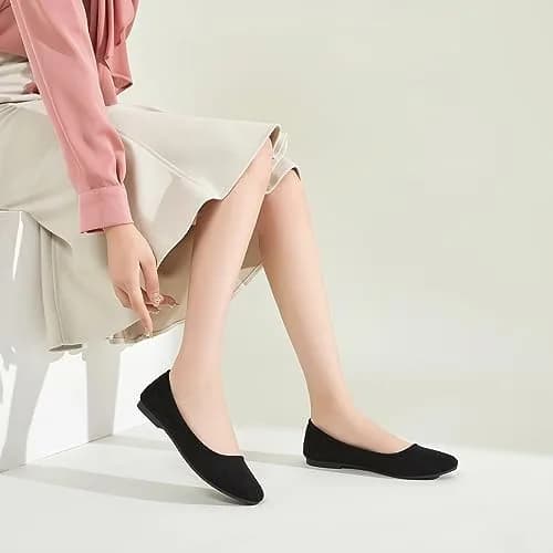 Shupua Flats for Women Round Toe Black Ballet Flats Work Shoes Size 9 | Foldable, Comfortable, Anti-slip thumbnail 9