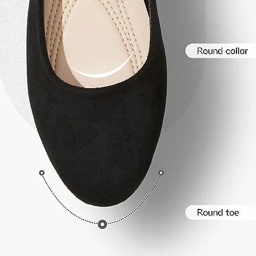 Shupua Flats for Women Round Toe Black Ballet Flats Work Shoes Size 9 | Foldable, Comfortable, Anti-slip thumbnail 3