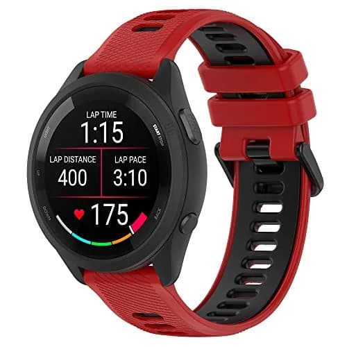Hijiawee Red Watch Band 18mm | Durable Silicone Replacement Strap for Garmin 265S/255S & More thumbnail 1