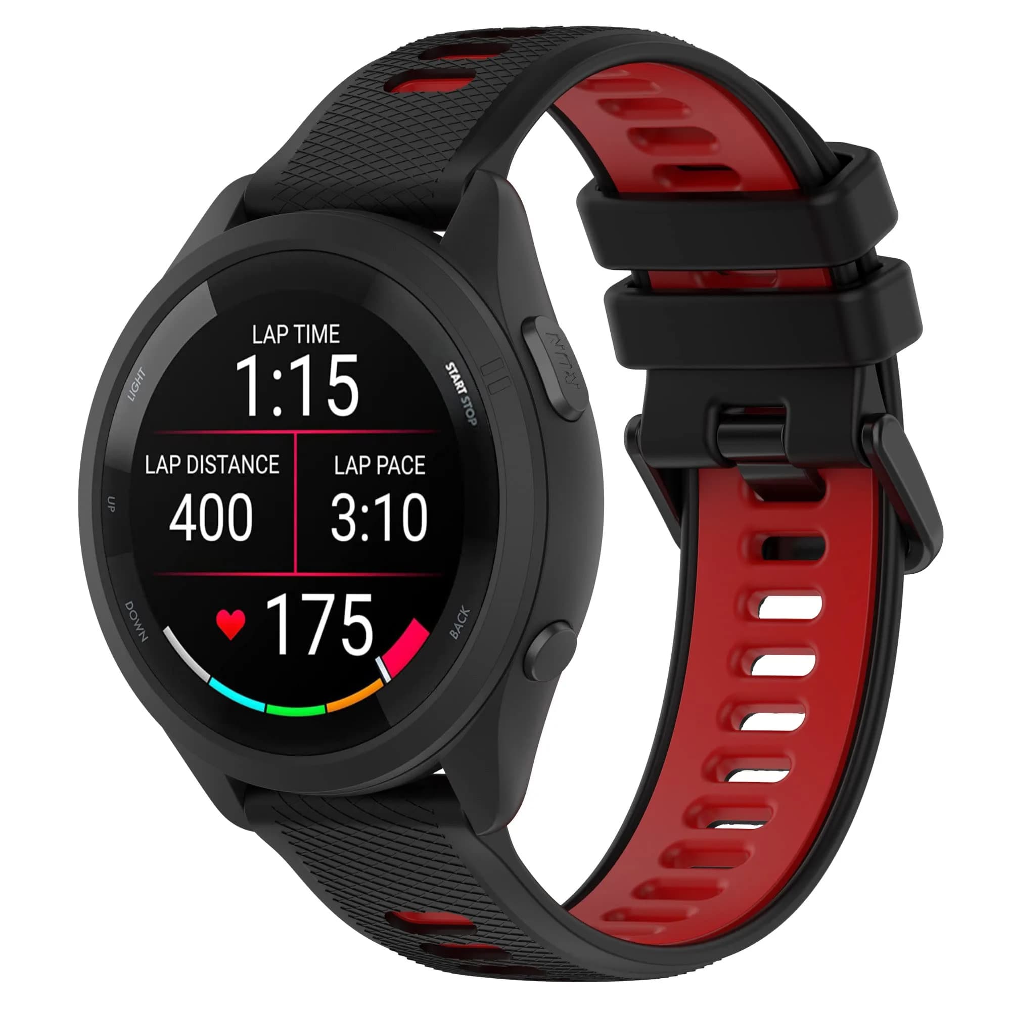 Hijiawee Red Watch Band 18mm | Durable Silicone Replacement Strap for Garmin 265S/255S & More — Black&Red