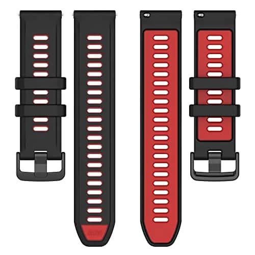 Hijiawee Watch Band for Garmin 265S/255S/Venu 2S, 18mm Silicone Replacement Strap, Black&Red | Durable & Quick Release thumbnail 5