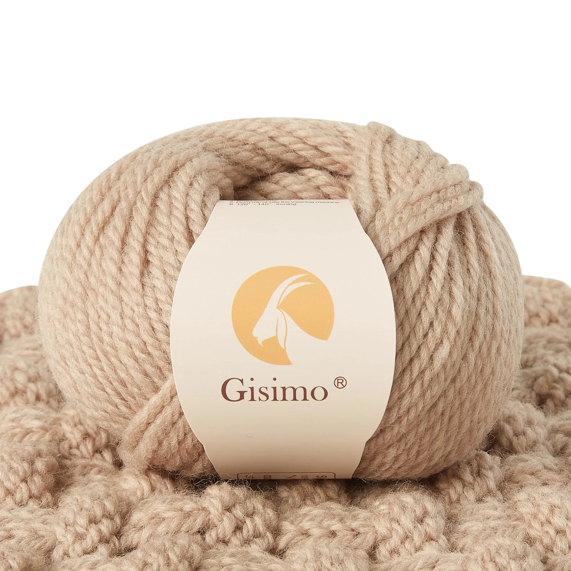Gisimo 100% Merino Wool Yarn 3-Ply | Luxurious & Soft for Hand Knitting & Crocheting (Khaki, 1Ball)