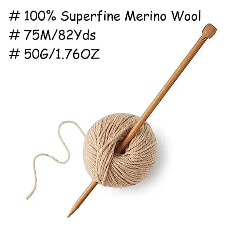 Gisimo 100% Merino Wool Yarn 3-Ply | Luxurious & Soft for Hand Knitting & Crocheting (Khaki, 1Ball) thumbnail 3