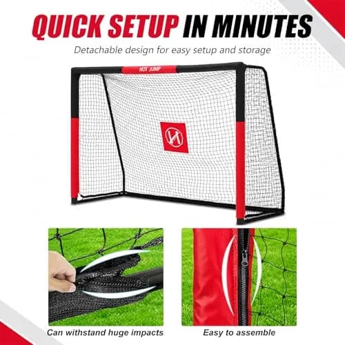 Hotjump Soccer Goals for Backyard 6x4 ft Weatherproof Kids Metal Goal | Easy Setup & Safety Foam thumbnail 3