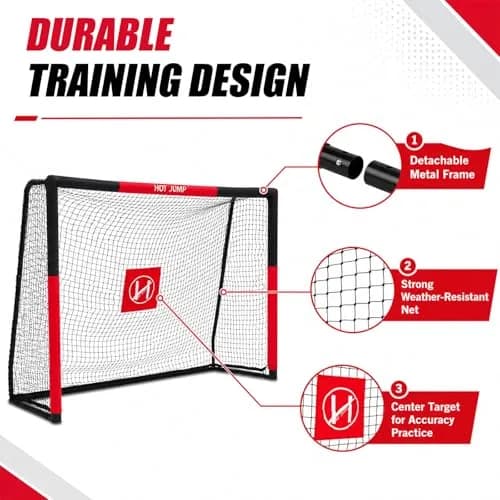 Hotjump Soccer Goals for Backyard 6x4 ft Weatherproof Kids Metal Goal | Easy Setup & Safety Foam thumbnail 4