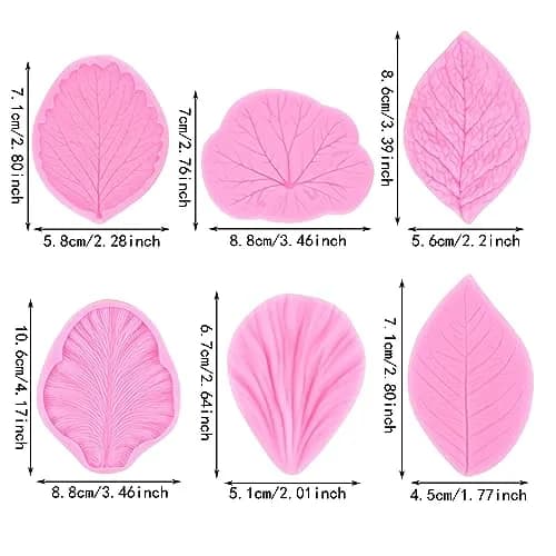 ZiXiang Leaf Silicone Veining Fondant Molds Set of 6 | Food Grade Silicone for Cake Decorating thumbnail 2