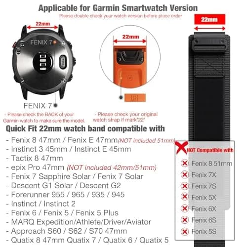 Abanen Rugged Nylon Quick Fit 22mm Watch Band for Garmin Fenix 8 47mm | Adjustable Ballistic Nylon Strap thumbnail 2