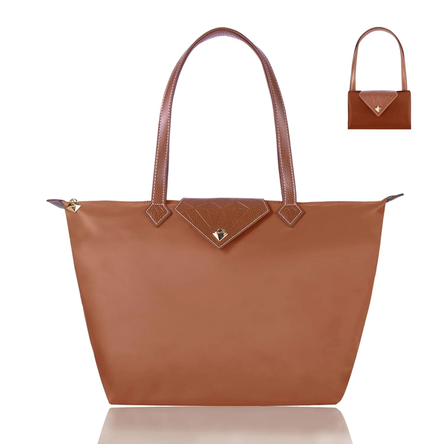 BOJLY Women's Tote Bag, Large Russet Nylon Waterproof Folding Beach Travel Bag | Stylish Shoulder Bag for Work & Shopping - main product image
