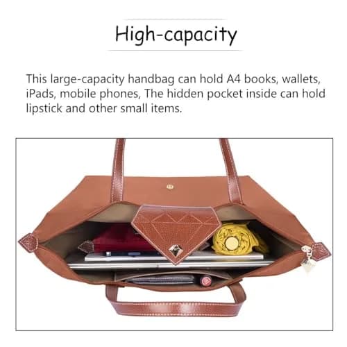 BOJLY Women's Tote Bag, Large Russet Nylon Waterproof Folding Beach Travel Bag | Stylish Shoulder Bag for Work & Shopping thumbnail 6
