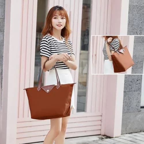 BOJLY Women's Tote Bag, Large Russet Nylon Waterproof Folding Beach Travel Bag | Stylish Shoulder Bag for Work & Shopping thumbnail 2