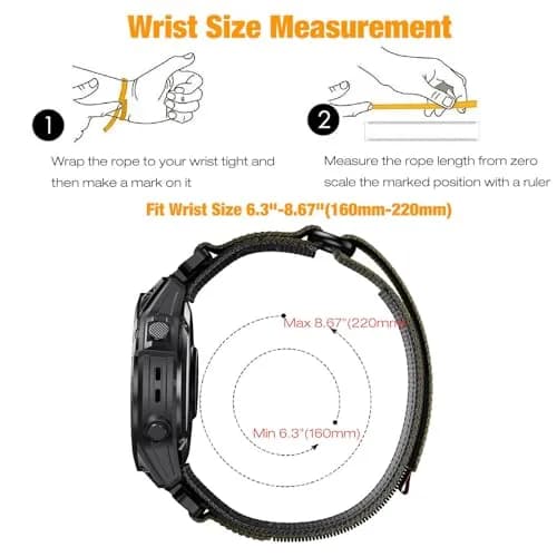Abanen Rugged Nylon Quick Fit 22mm Watch Bands for Garmin Fenix 8 47mm / Fenix 7/6/5 / epix Pro 47mm | Adjustable Ballistic Nylon Strap thumbnail 4